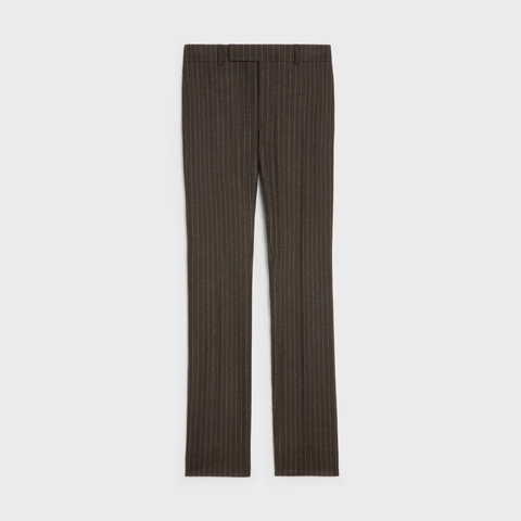 FLARED PANTS IN STRIPED FLANNEL MARRON/CRAIE