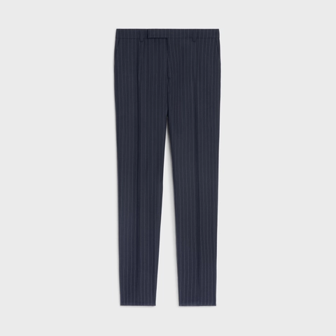 CLASSIC PANTS IN STRIPED CASHMERE WOOL MARINE/CRAIE