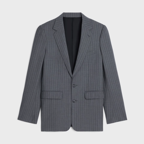 CLASSIC JACKET IN STRIPED WOOL GRIS/CRAIE