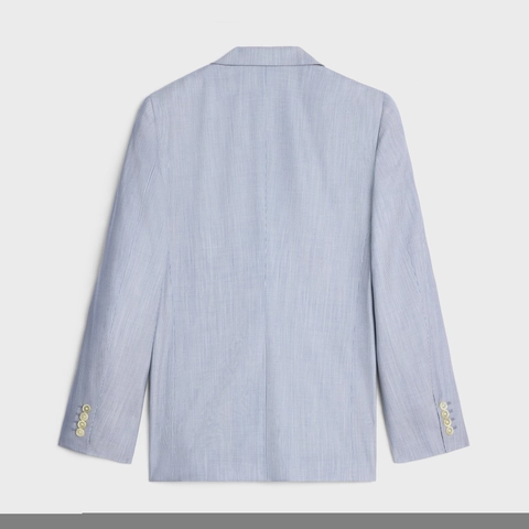 CLASSIC JACKET IN STRIPED WOOL AND SILK CRAIE/BLEU