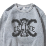 Celine Triomphe Logo Printed Gray Sweatshirts